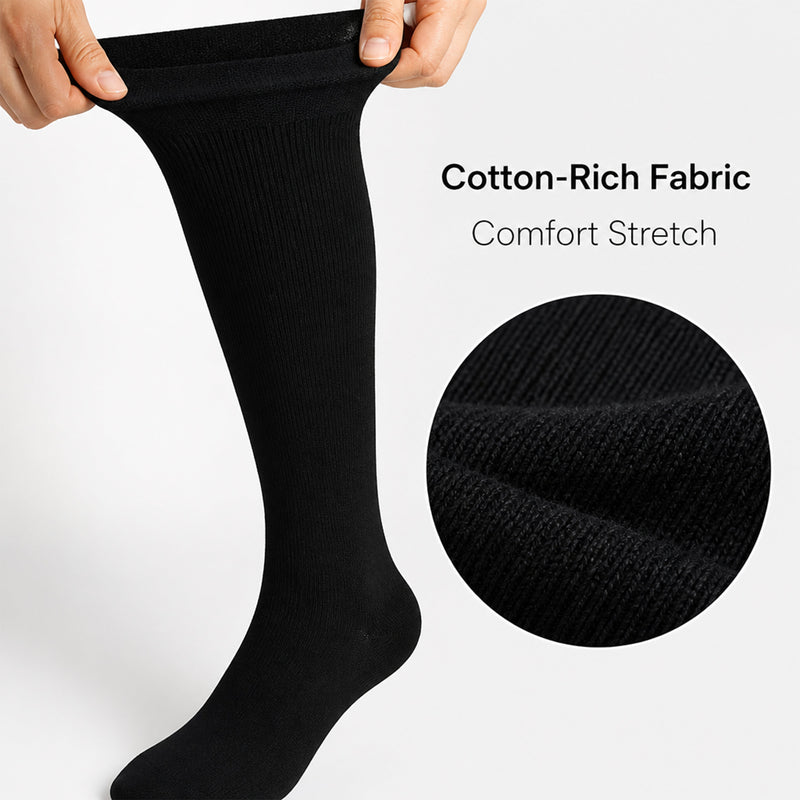 12 Pairs Girls Cotton Rich Long School Socks Durable Comfortable Breathable Sculpted Heels and Toes Sizes 9-12 12-3 4-6 Navy Grey Black White by Sock Stack