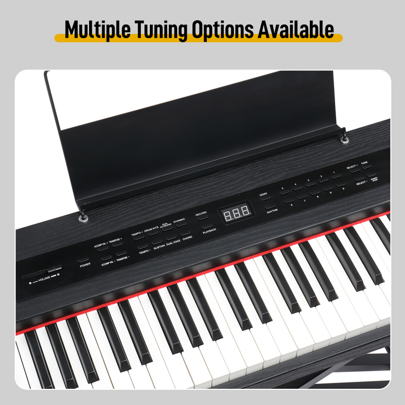 GPPD01-203 88 Key Semi-Weighted Standard Keyboards Digital Piano with Metal Stand, MIDI Bluetooth, Triple Pedals, Headphone and Other accessories for Piano beginner Black color