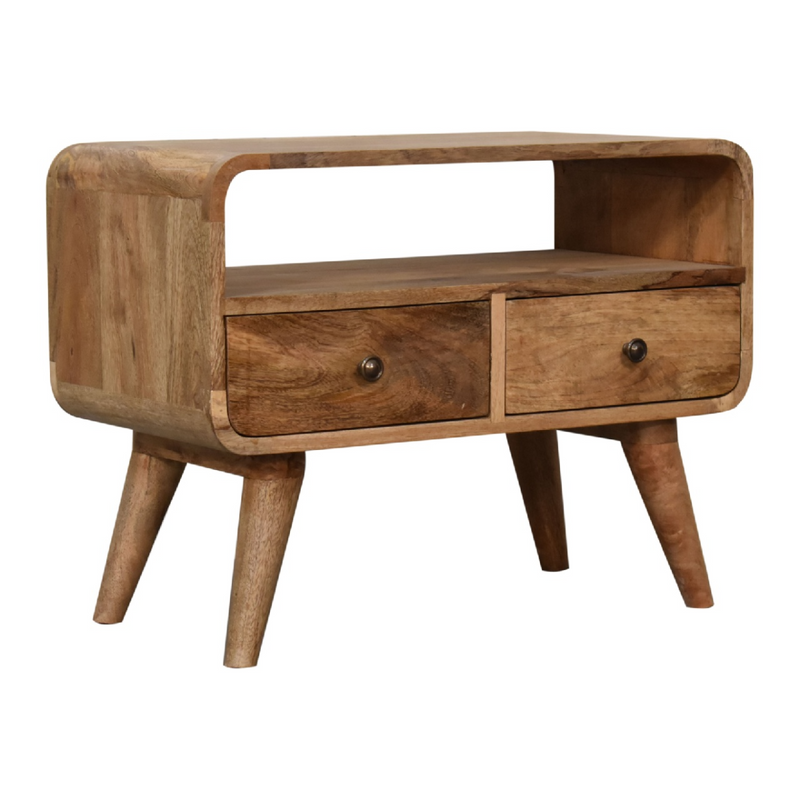 Artisan Furniture Solid Wood Mini Curved Oak-ish Media Unit