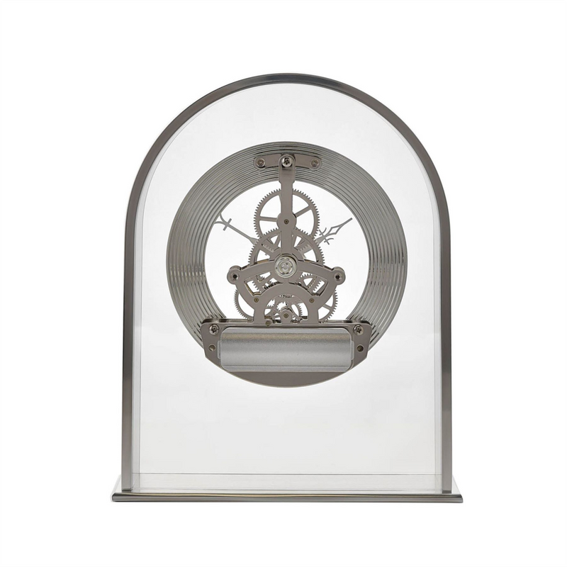 Wm.Widdop Silver Arch Mantel Clock Skeleton Dial Roman