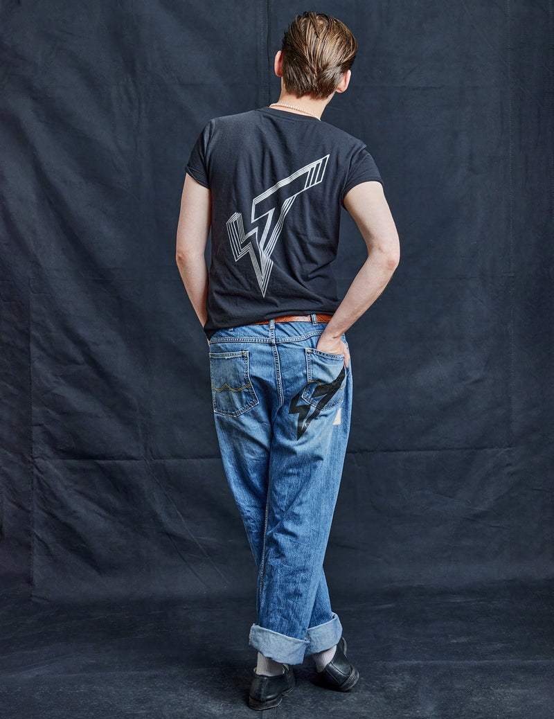Multi-Print Distressed Jeans