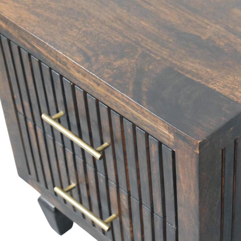 Artisan Furniture Solid Wood Belmont Nightstand, 2 Drawers, Dark Brown