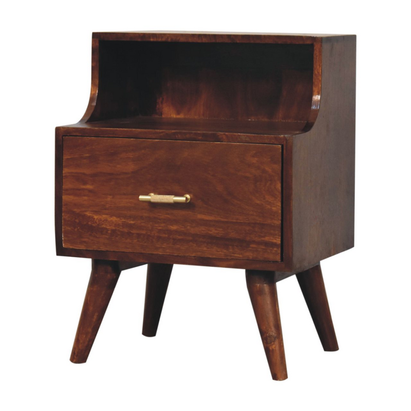 Artisan Furniture Solid Wood T-bar Raised Back Bedside