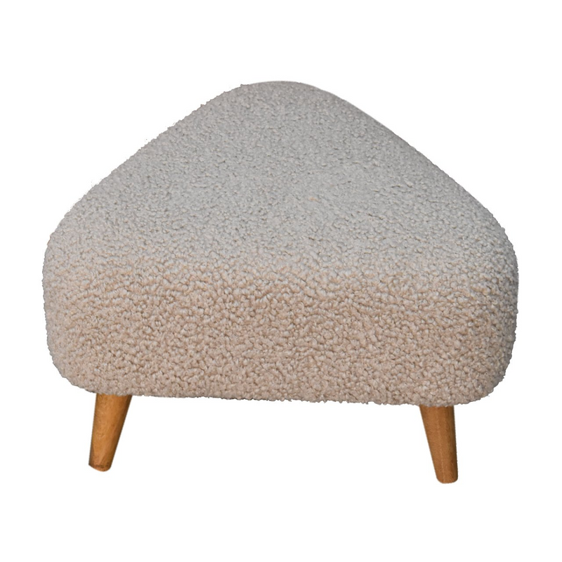 Artisan Furniture Solid Mango Wood Mud Boucle Triangle Footstool