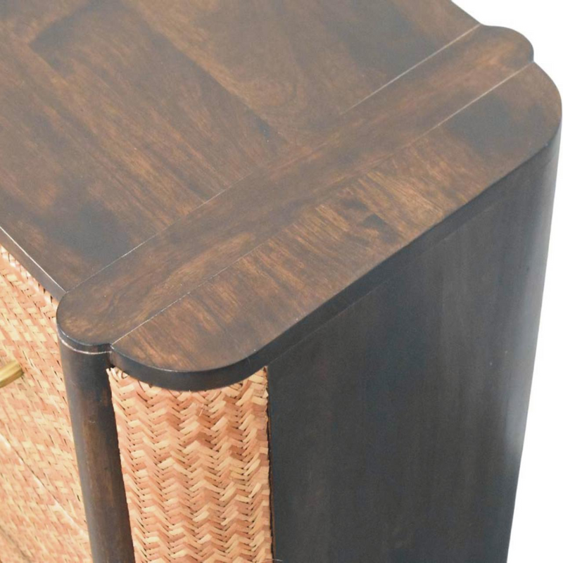 Artisan Furniture Solid Wood Havana Canefront Drawers, 2 Drawers, Dark Brown