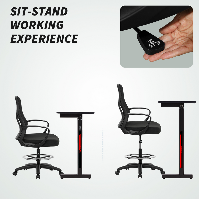 Vinsetto Mesh Office Chair with Lumbar Support, Adjustable Height, Black