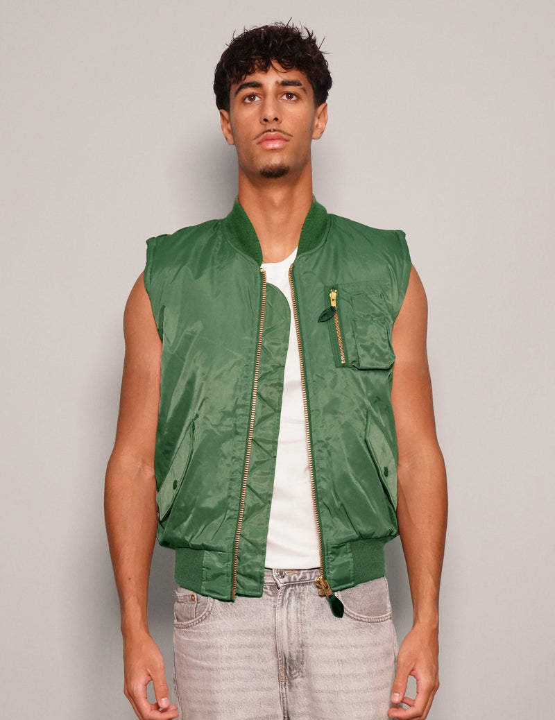 'Saint' Bomber Gilet in Green