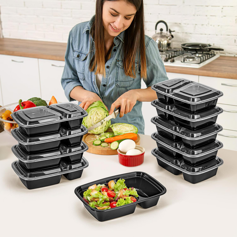 VINSANI 30pk 2 COMPARTMENTS MEAL PREP CONTAINERS 1010476