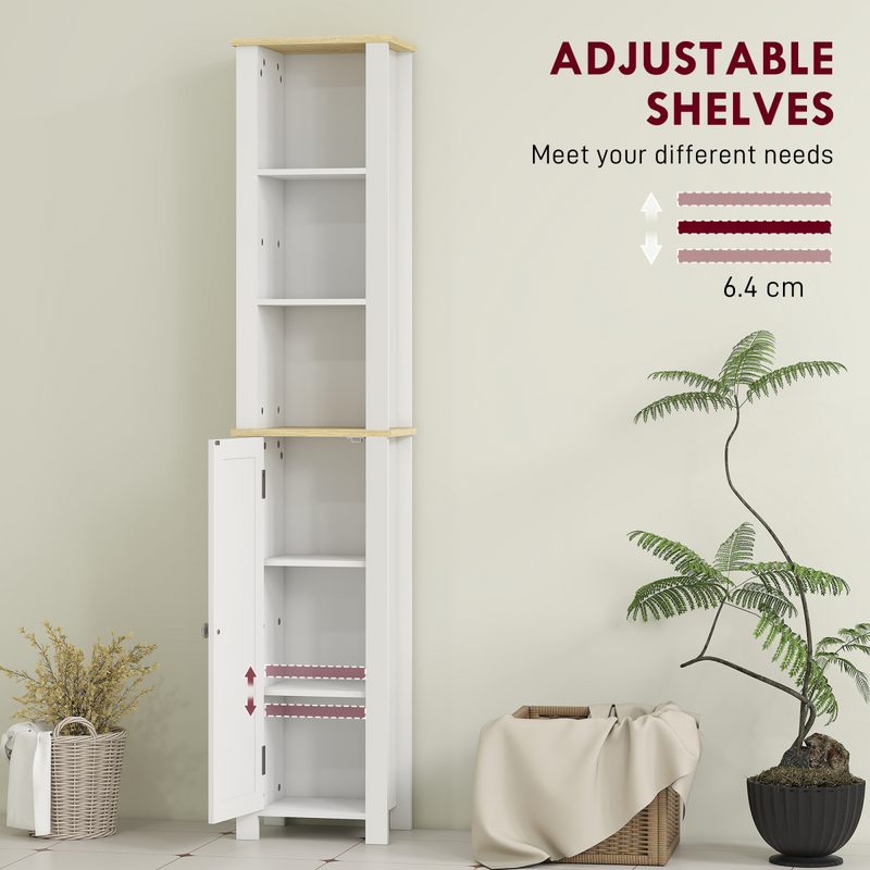 kleankin Slim Bathroom Storage Unit with Open Compartment, White