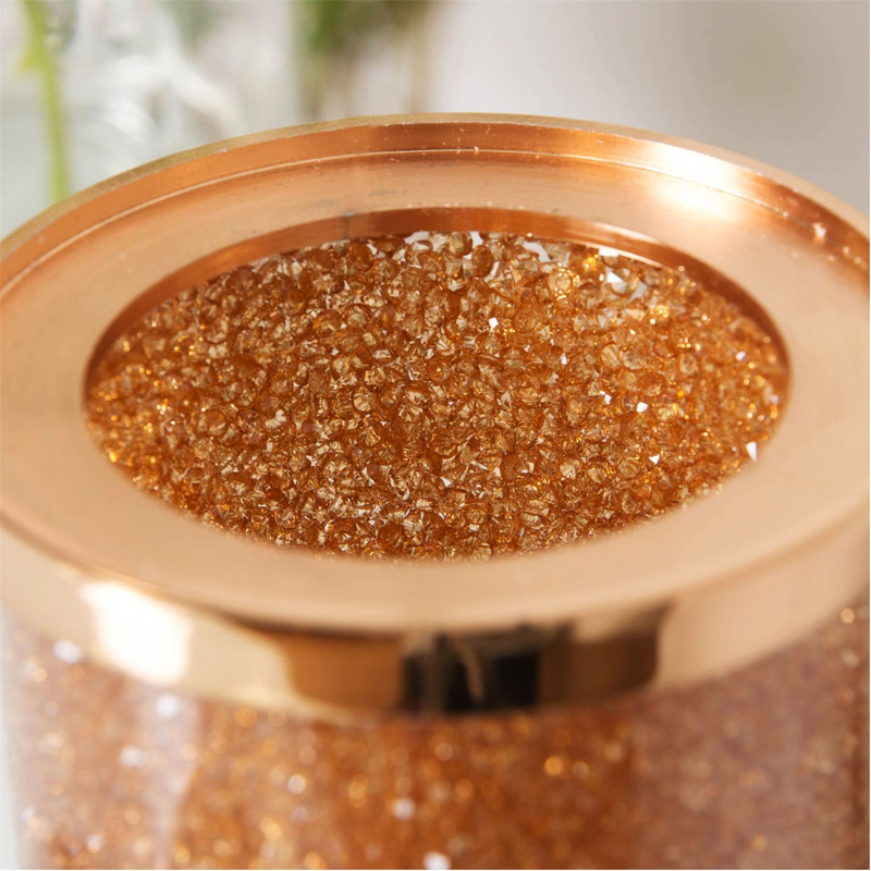 Estella Rose Gold Finish Metal, Glass & Crystal Trinket Box