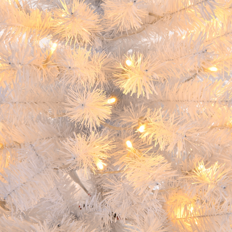 4 FT Pre-lit Artificial Christmas Tree, Hinged Xmas Pine Tree with 346 Branch Tips, 140 Lights and Remote Control for Holiday Party Office Home, White