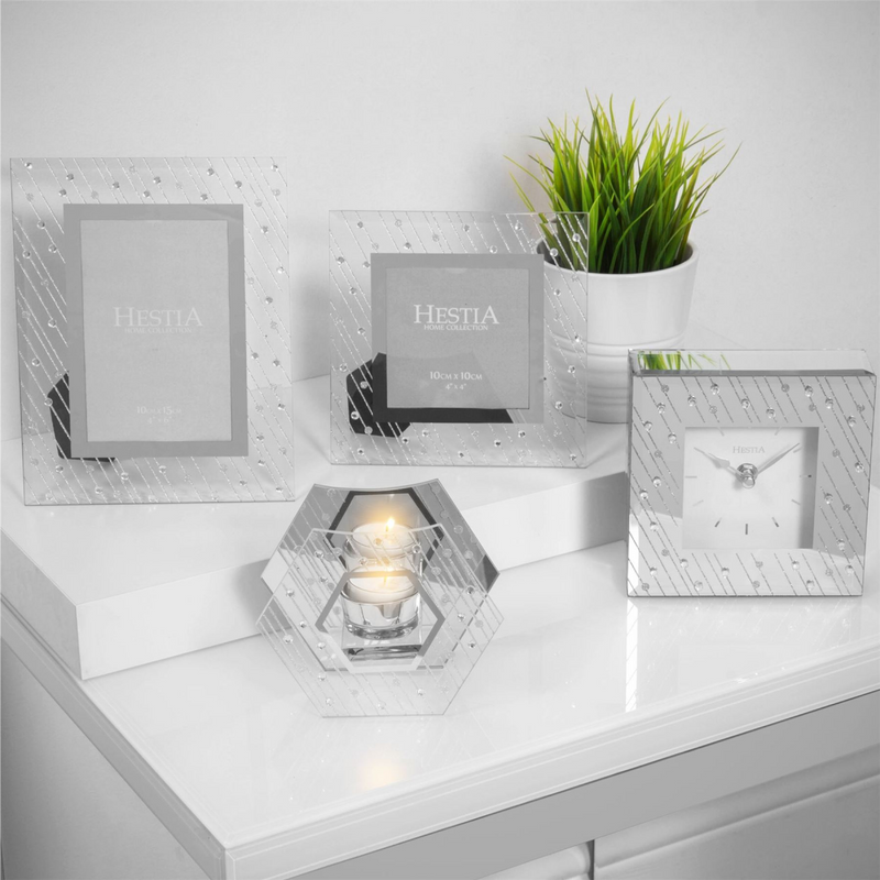 Hestia Mirror Glass Raindrop Design Mantel Clock