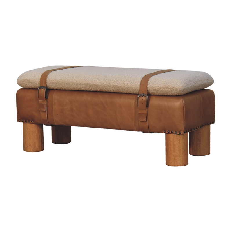 Artisan Furniture Solid Wood Strapped Cyclinder Bench
