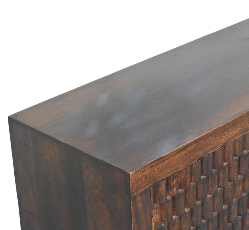 Artisan Furniture Solid Wood Arno Chest, 3 Drawers, Dark Brown
