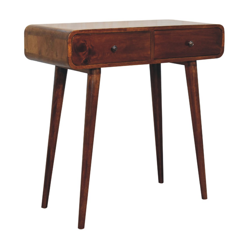 Artisan Furniture Solid Mango Wood Chestnut Curved Hallway Table