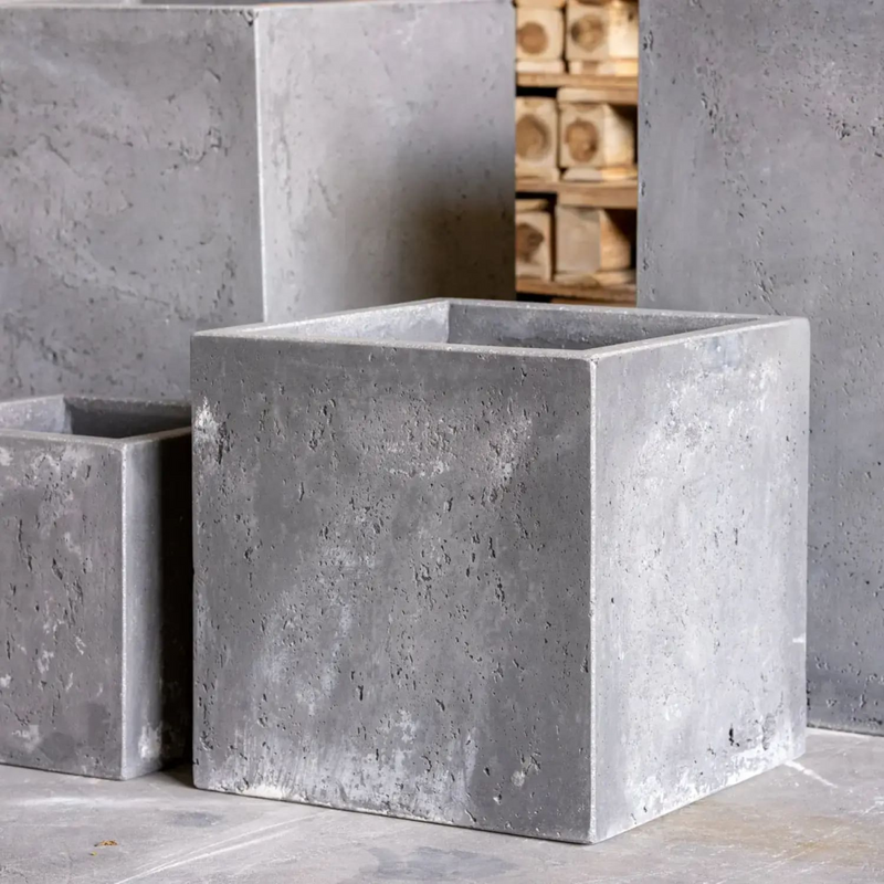 Cubrosa Onyx Dusk 40cm Large Concrete Square Planter 38L Block Plant Pot