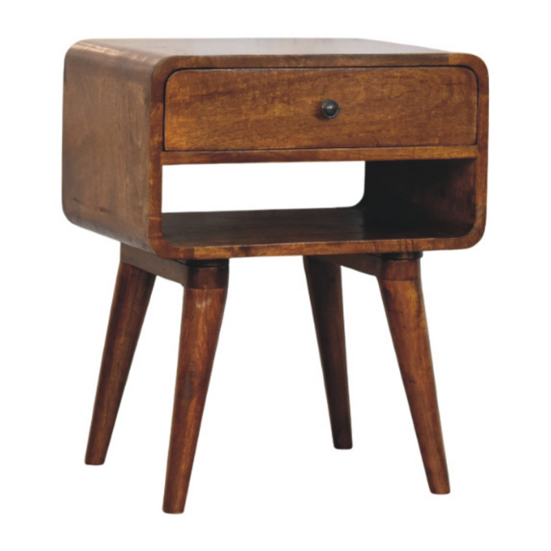 Artisan Furniture Solid Wood Avora Chestnut Nightstand with Drawer and open slot