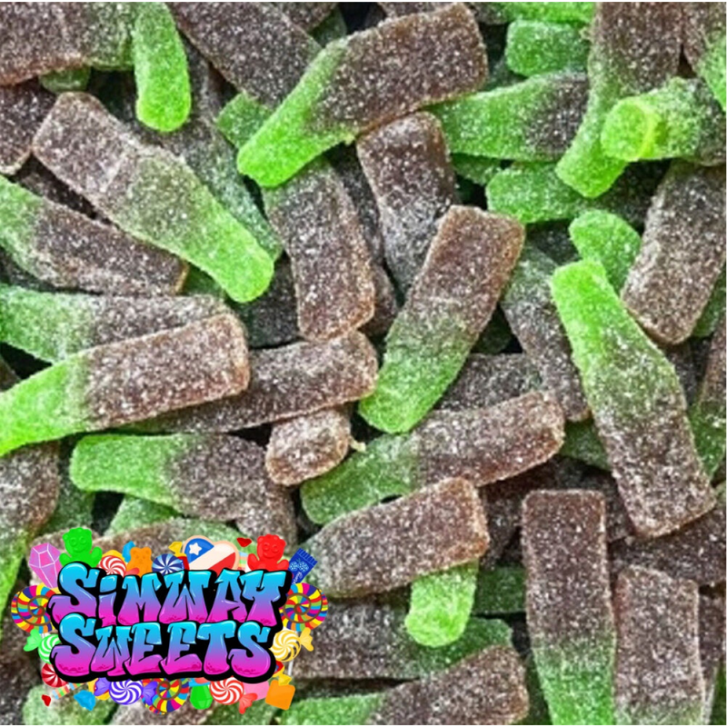 Sour Green Cola Bottles Retro Fizzy Gummy Sweets Gift Jar - 695g