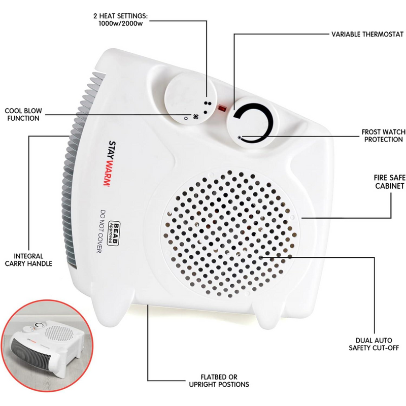 StayWarm 2000w Upright / Flatbed Fan Heater