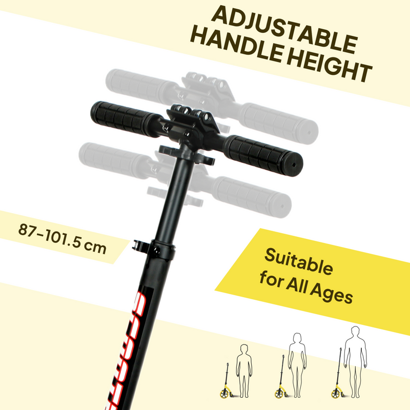HOMCOM Teens Adult Kick Scooter Foldable Adjust Aluminium For 14 Yellow