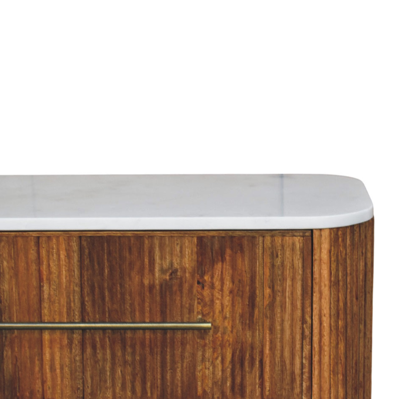 Artisan Furniture Solid Wood Beaumont Marble Chest, 3 Drawers, Brown & White