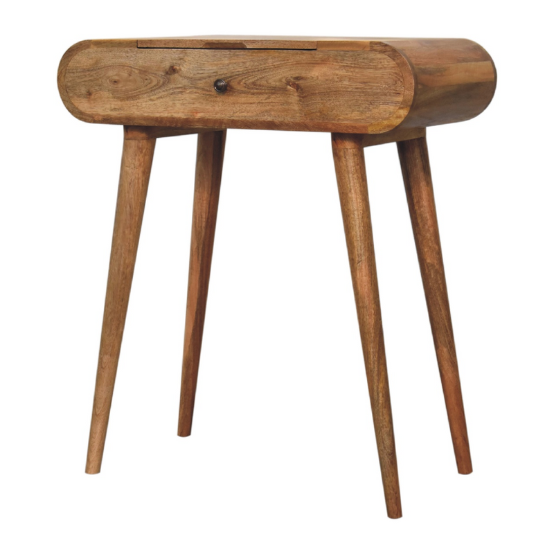 Artisan Furniture Solid Mango Wood Mini Oak-ish Round Dressing Table 79x70x35 cm