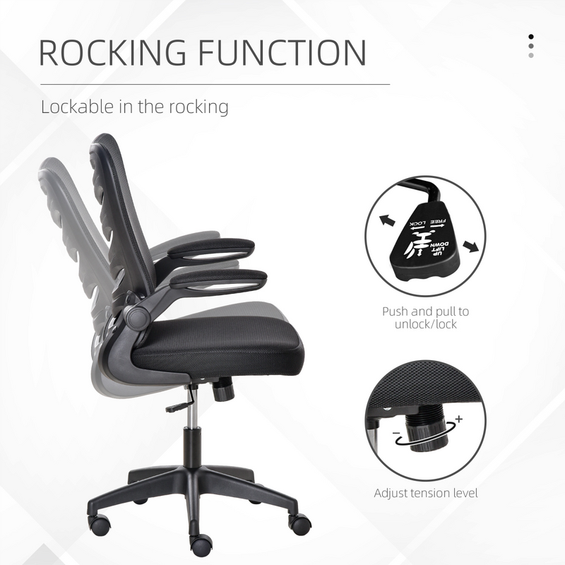 Mesh Office Chair Home Swivel Task Chair  Lumbar Support, Arm, Black Vinsetto