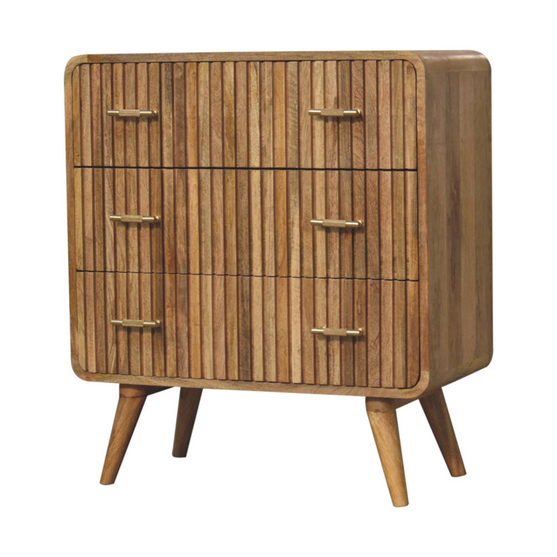 Artisan Furniture Solid Mango Wood T-bar Ridged Chest