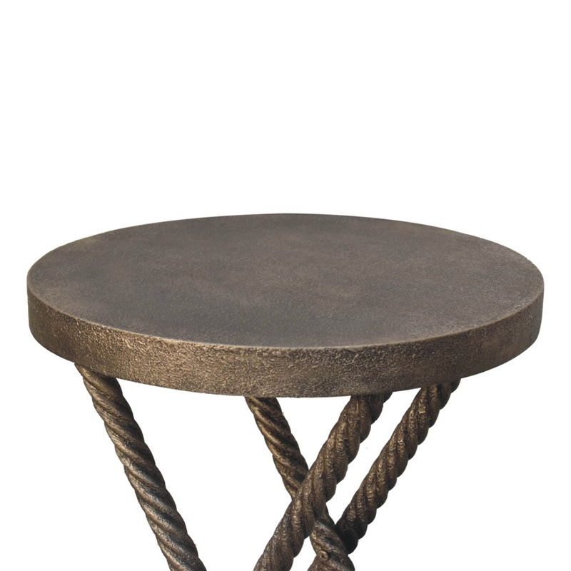 Artisan Furniture Solid Wood Metallic Rope Side Table