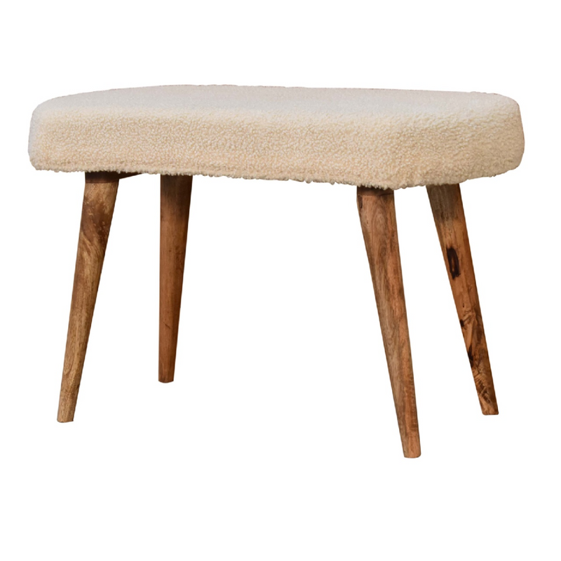 Artisan Furniture Solid Wood Cream Boucle Nordic Bench