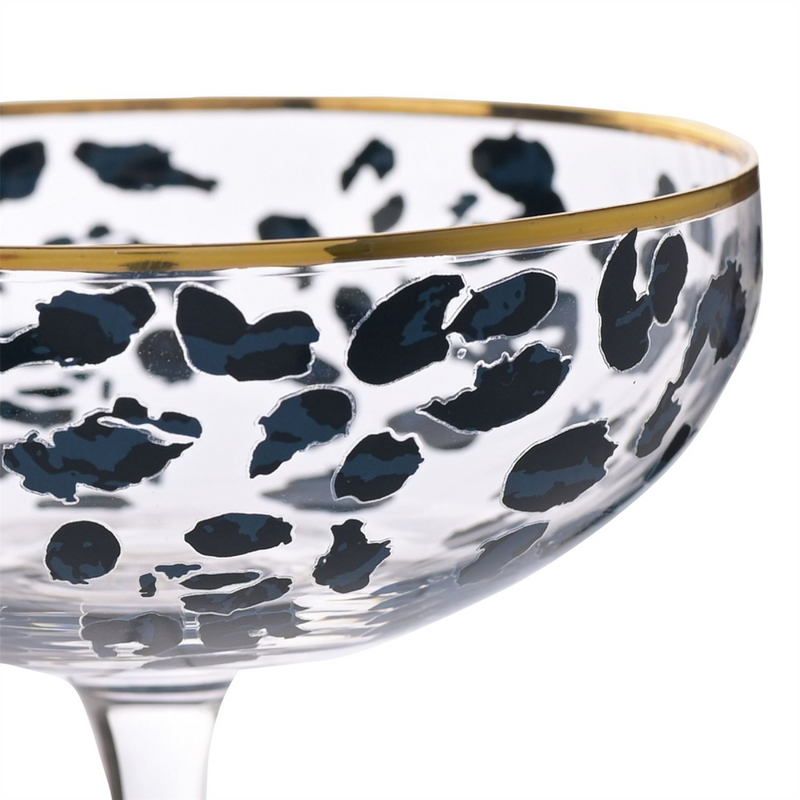 Frida Set of 2 Leopard Print Cocktail Glasses