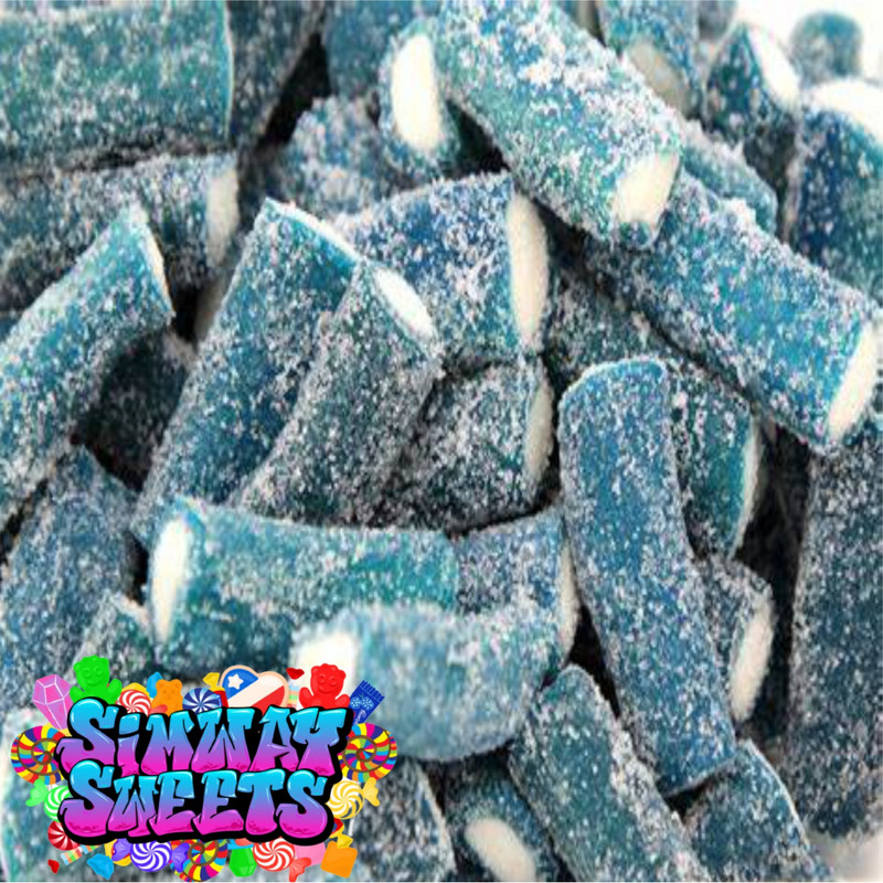 Blue Raspberry Rocketz Pencil Bites Fizzy Retro Sweets Gift Jar - 665g
