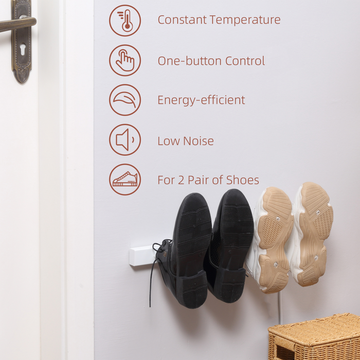 2 Pairs Electric Shoe Dryer, Wall Mount Boots, Leather Shoes, Socks, White