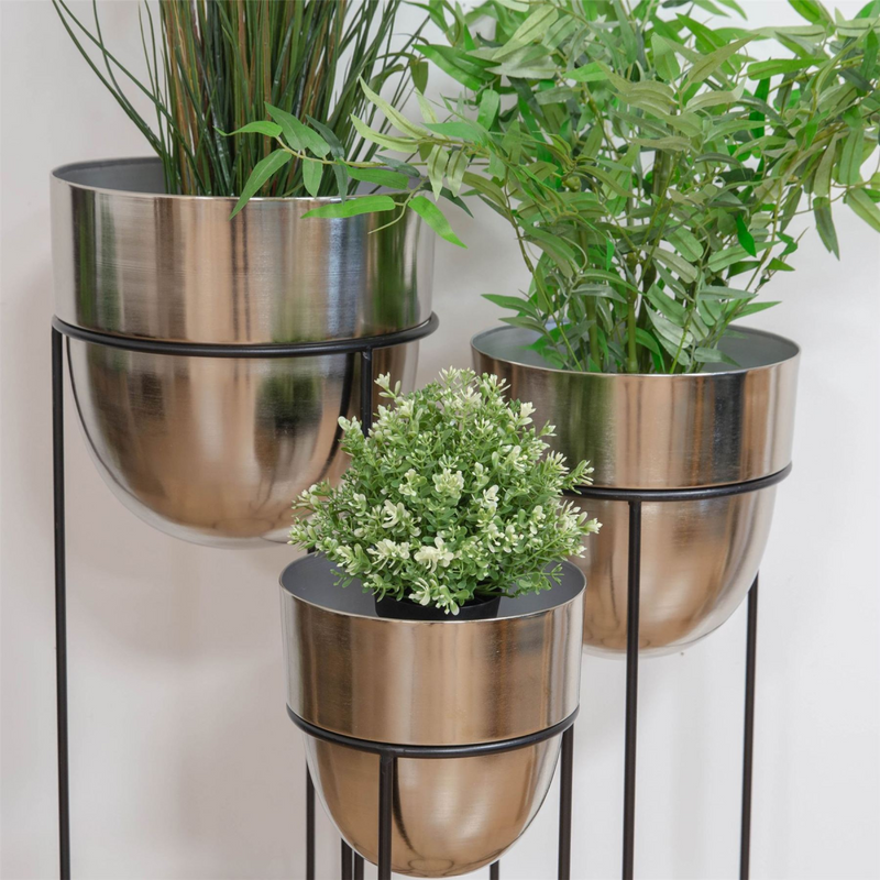 Hestia Set of 3 Extra Tall Silver Metal Planters