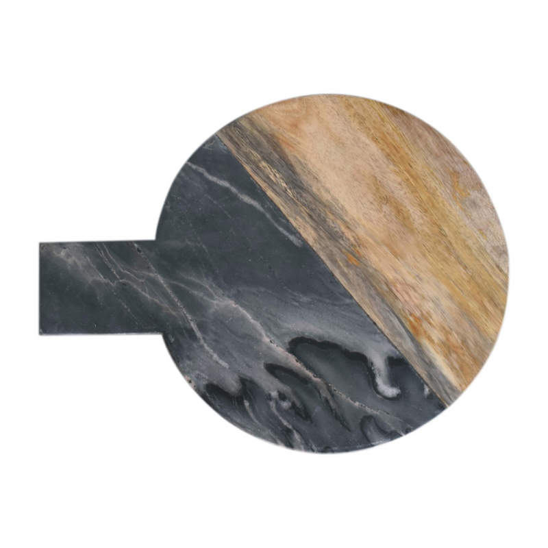 Artisan Furniture Kitchen Accessories - Black Marble, Terrazzo & Mango Wood Round Chopping Board