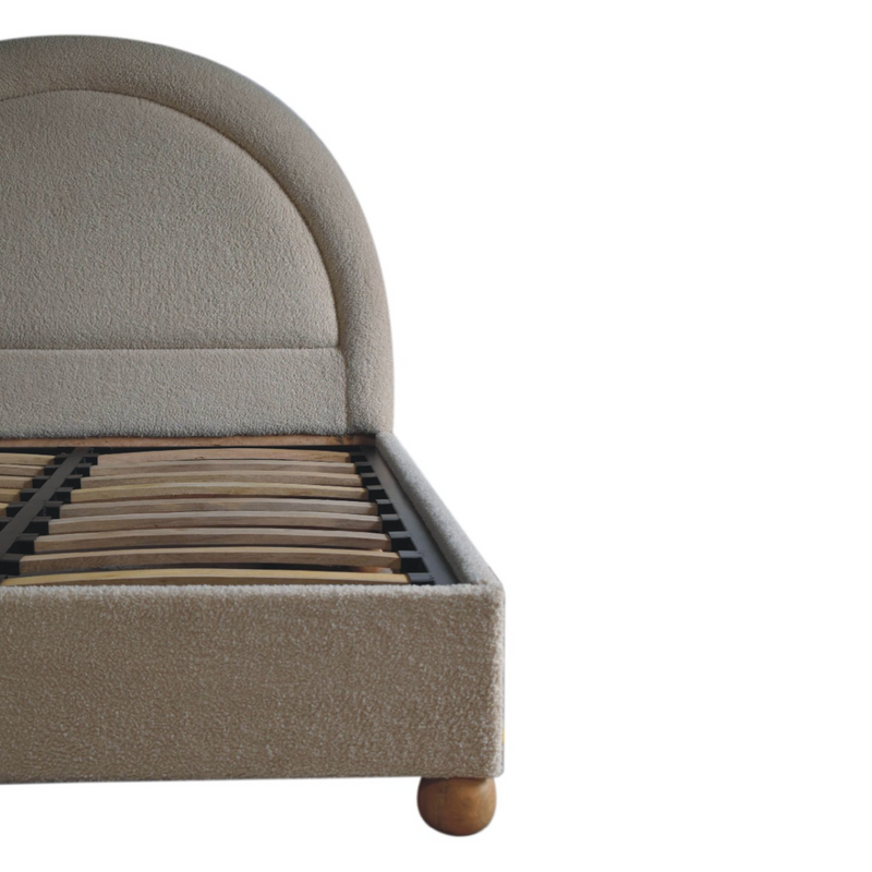 Artisan Furniture Solid Wood Cream Boucle Double Bed