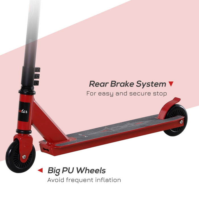 HOMCOM Stunt Scooter Complete Trick Scooters Kick Scooters Teenagers Red