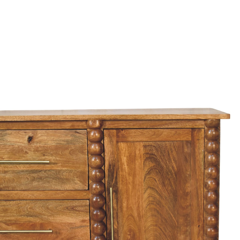 Artisan Furniture Solid Wood Spindle Sideboard, 3 Drawers & 2 Doors, Brown
