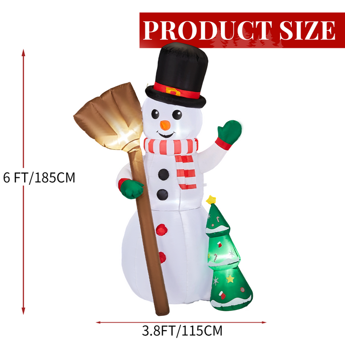 1.85M Lighted Christmas Inflatable Decoration, Inflatable Snowman Holding Groom, Funny Blow Up Yard Decorations with Built-in LED Lights for Holiday Party Front Yard Lawn Garden Decor