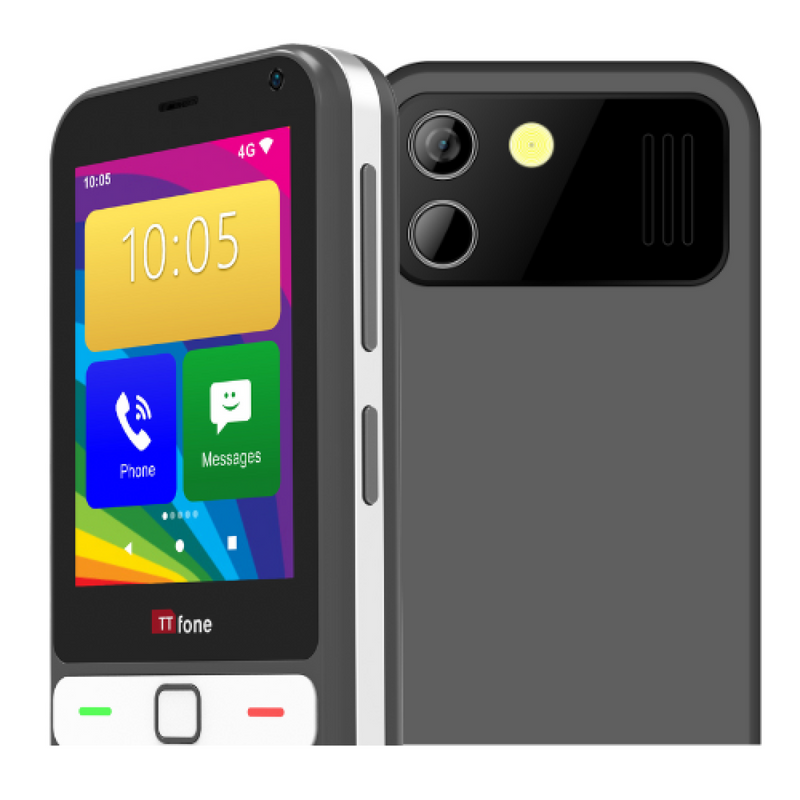 TTfone TT280  Simple 4G Dual SIM Bar Phone with Android, 2.8" Touchscreen, Keypad, 2MP Camera, USB-C - Easy to Use Unlocked Mobile (with Mains Charger and Three Sim card)