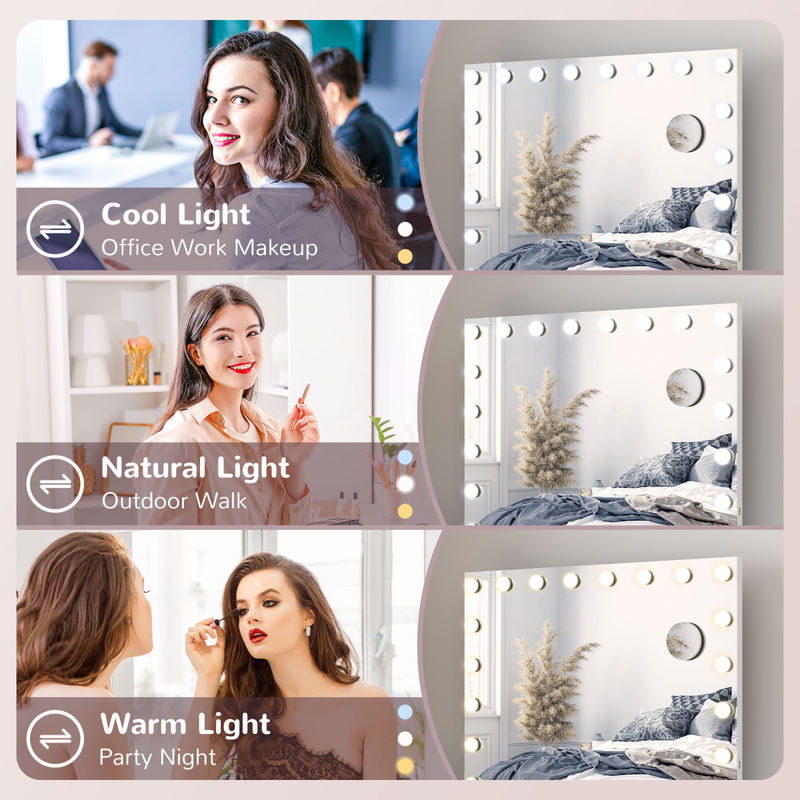 HOMCOM Hollywood Vanity Mirror with Lights, 10X Magnifying, USB Port, White