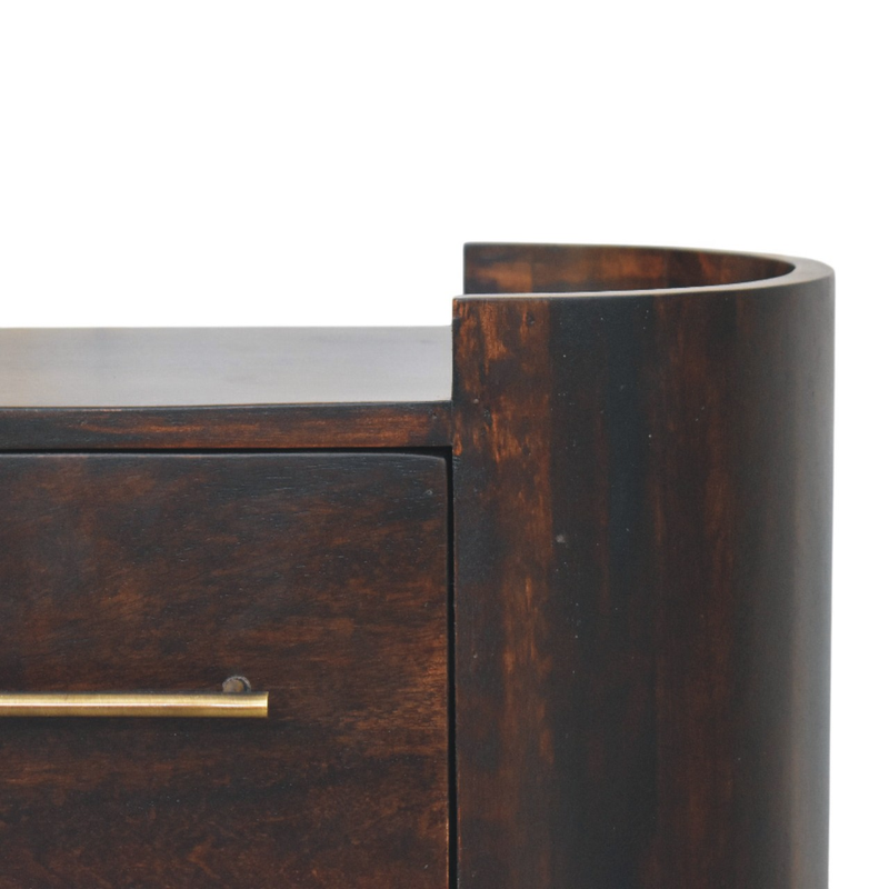 Artisan Furniture Solid Wood Valencia Two-Drawer Bedside Table, Dark Brown