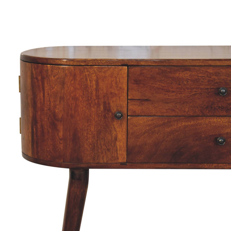 Artisan Furniture Solid Wood Grove Chestnut Console Table, Brown, 2 Drawers and 2 Side Cabinets