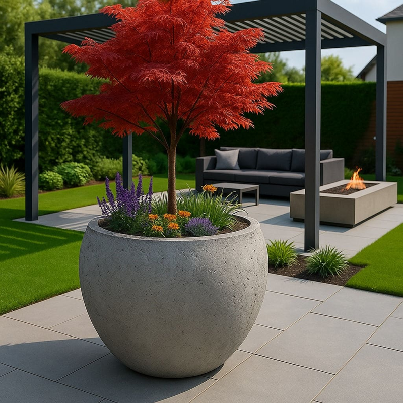Orbello | Onyx Dusk – 110cm XXL Concrete Sphere Planter – 686L Round Plant Pot