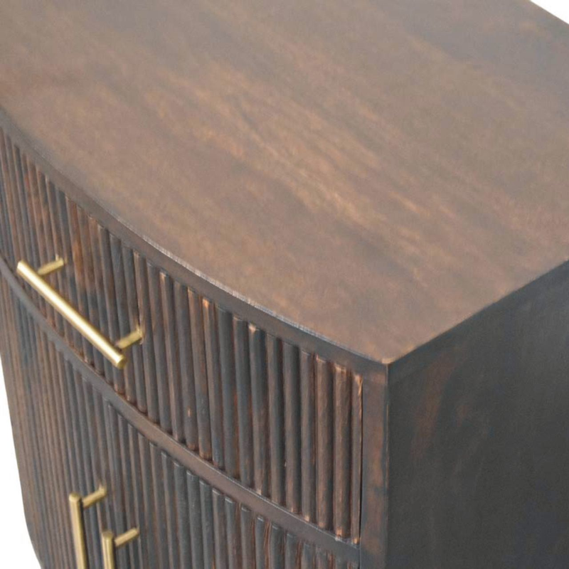 Artisan Furniture Solid Wood Milan Bedside, 1 Drawer & 2 Doors, Dark Brown