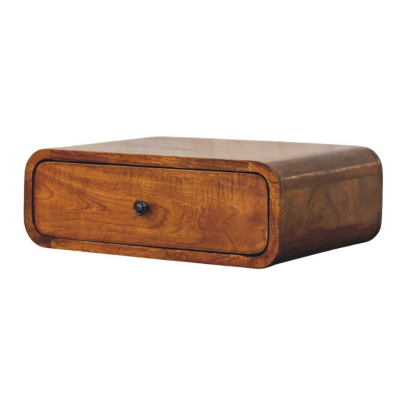 Artisan Furniture Solid Wood Avora Wall-Mounted Honey Caramel 1 Drawer Nightstand