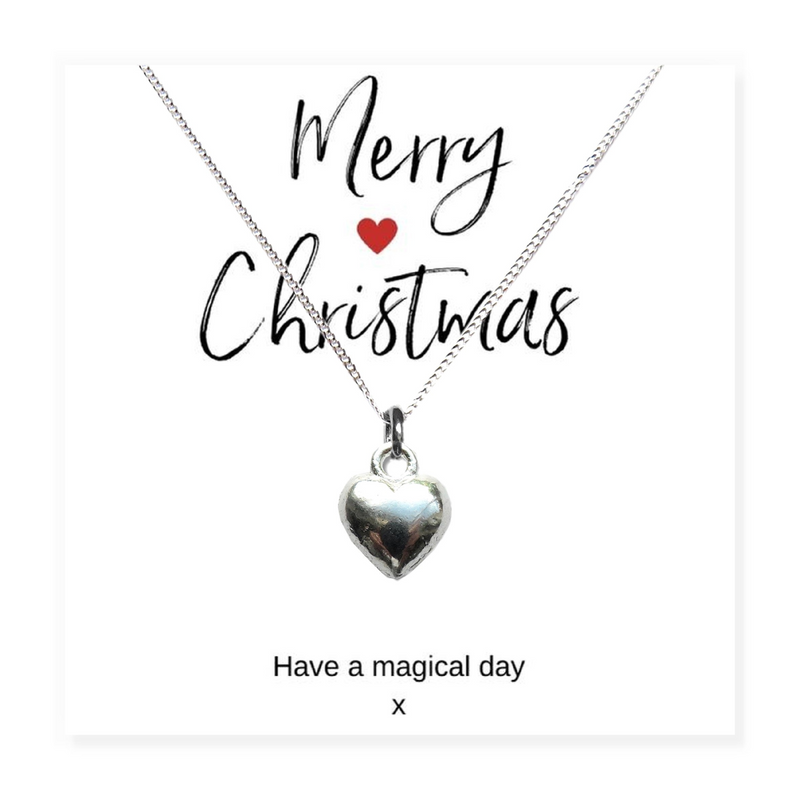 Merry Christmas Mini Gift Hamper with Silver Heart Necklace