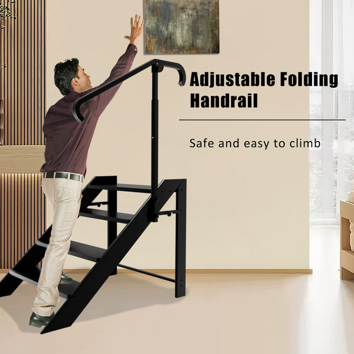 Folding 4 Step Ladder, Step Stool Foldable, RV Steps with Non Slip Feets, Max Load Capacity 660lbs Hot Tub Steps for Home, Travel Trailer, Camper, Mobile Home, Spa, and Porch