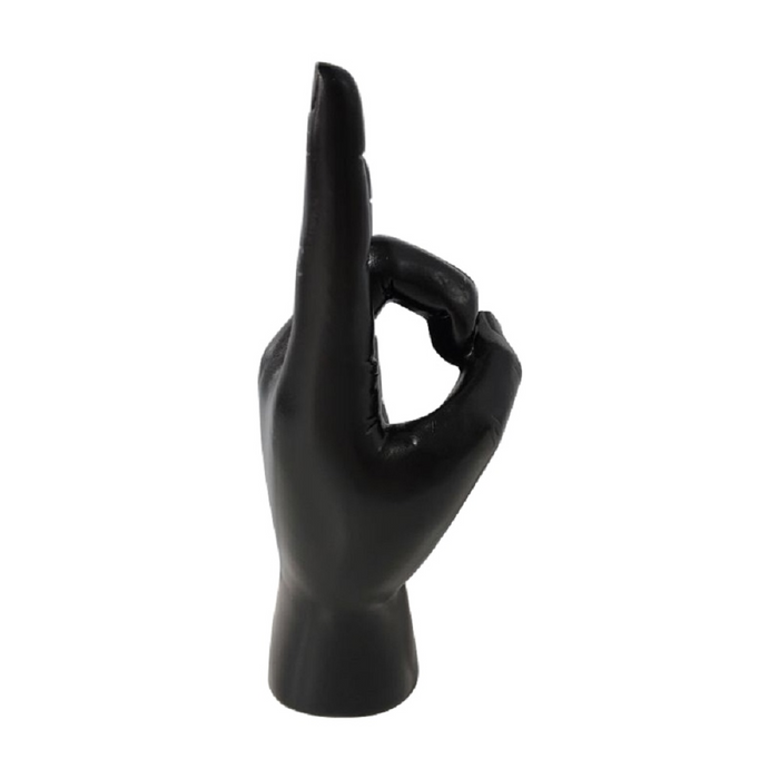 Resin Rock n Roll Hand Gesture Sculpture, Black and Gold Figurine for Home Decor Statue Gift