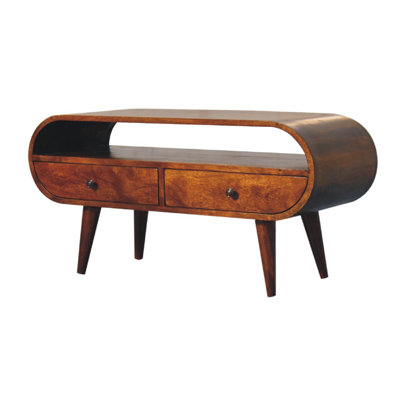 Artisan Furniture Solid Wood Chestnut Circular TV Stand